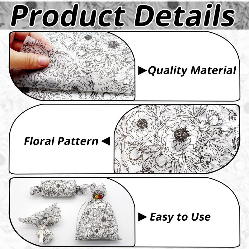 Benvo Floral Tissue Paper 20x29 Inch - 20 Sheets Decoupage Craft Paper for Gift Wrapping, Flower DIY Art Projects, Spring Wedding, Birthday & Baby Shower Decorations(Style O) - Image 3